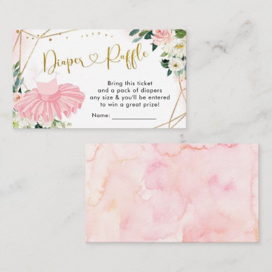 Ballerina Tutu Babydusche Windelwaschkarte Begleitkarte (Vorne/Hinten)