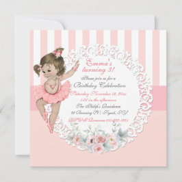 Ballerina Tutu Ballett Rosa Streifen Spitze Einladung