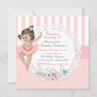 Ballerina Tutu Ballett Rosa Streifen Spitze Einladung