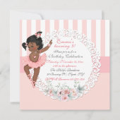 Ballerina Tutu Ballett Rosa Streifen Spitze Einladung (Vorderseite)