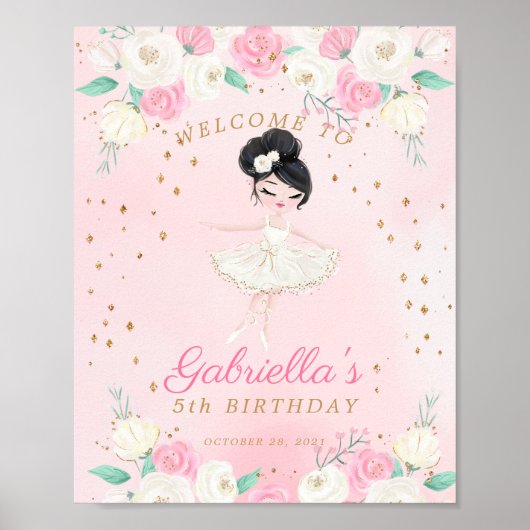 Ballerina Tutu Geburtstag Begrüßungszeichen Poster (Vorne)