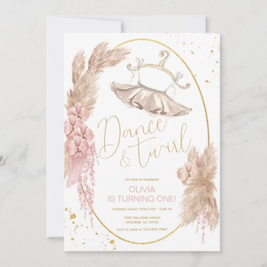 Ballerina Tutu Geburtstagsparty Einladung (Vorderseite)