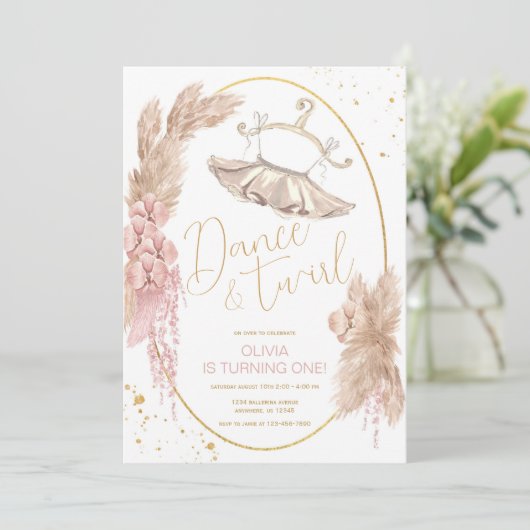 Ballerina Tutu Geburtstagsparty Einladung (Stehend Vorderseite)