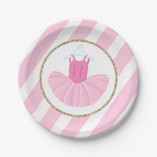 Ballerina-Tutu-Geburtstagsplatten mit rosa Streife Pappteller