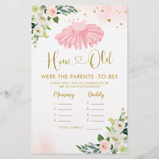 Ballerina Tutu Kinderdusche Wie alte Eltern spiele (Vorderseite)