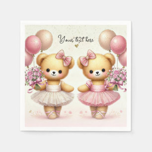 Ballerina Twinkle Toes Twin Bears Geburtstagsparty Serviette