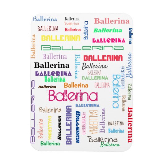 Ballerina Typografie Flexible Foto Magnet (Vertikal)