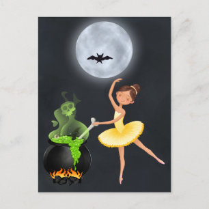 Ballerina und Cauldron Ballett Halloween Vollmond Postkarte