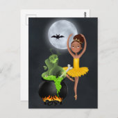 Ballerina und Cauldron Ballett Halloween Vollmond Postkarte (Vorne/Hinten)