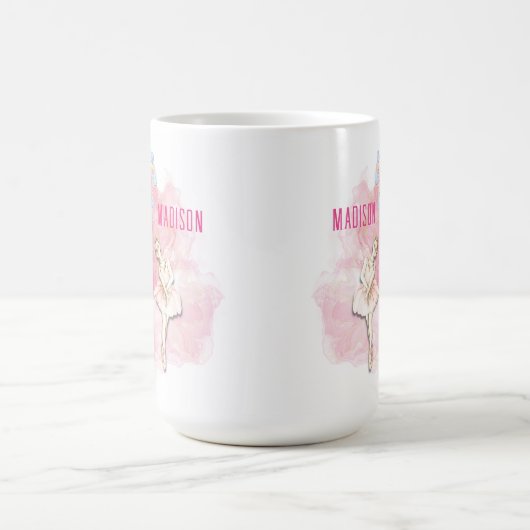 Ballerina und Lily of the Valley Floral on Pink Kaffeetasse (Mittel)