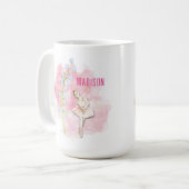 Ballerina und Lily of the Valley Floral on Pink Kaffeetasse (Vorderseite Links)