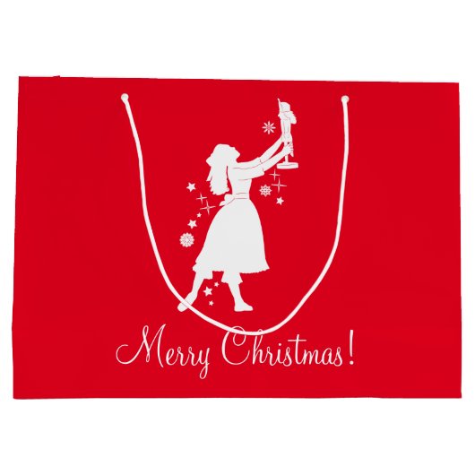 Ballerina und Nussknacker am Weihnachten Große Geschenktüte (Rückseite)