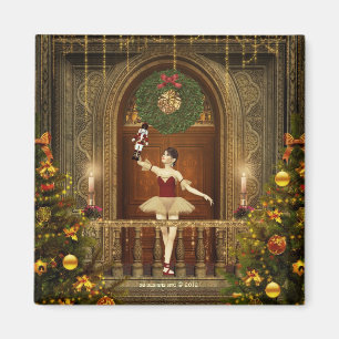 Ballerina-und Nussknacker-quadratischer Magnet