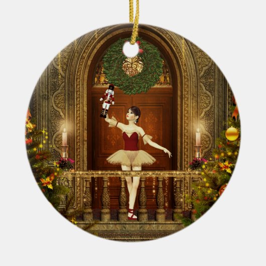 Ballerina und Nutcracker Keramik Keramikornament (Vorne)