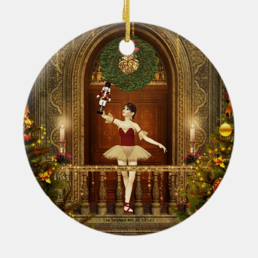 Ballerina und Nutcracker Keramik Keramikornament (Hinten)