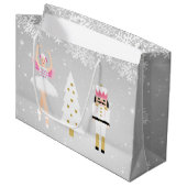 Ballerina und Nutcracker Weihnachtsgeschenktasche Große Geschenktüte (Vorderseite Schrägansicht)