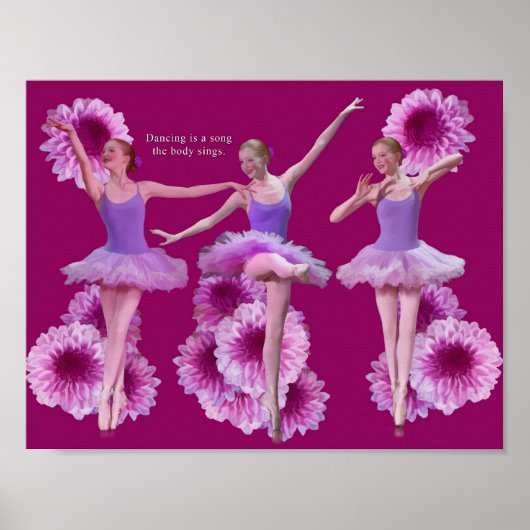 Ballerina und rosa Mums Poster (Vorne)