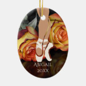 Ballerina und Rose En Pointe Ballet Keramik Ornament (Hinten)