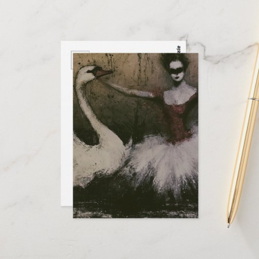 Ballerina und Schwan  Postkarte (Vorderseite/Rückseite Beispiel)