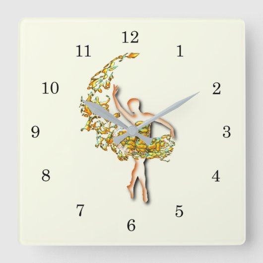 Ballerina Wall Clock - Tänzerin für das Feuer Quadratische Wanduhr (Vorderseite)