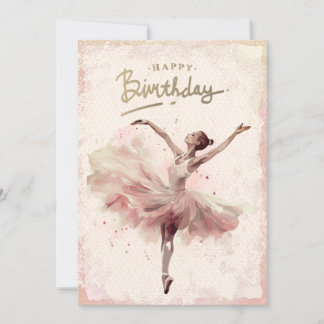 Ballerina Watercolor Happy Birthday Feiertagskarte