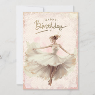 Ballerina Watercolor Happy Birthday Feiertagskarte