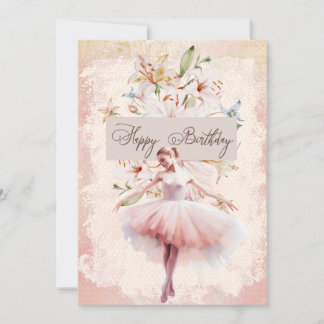 Ballerina Watercolor Happy Birthday Feiertagskarte