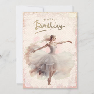Ballerina Watercolor Happy Birthday Feiertagskarte