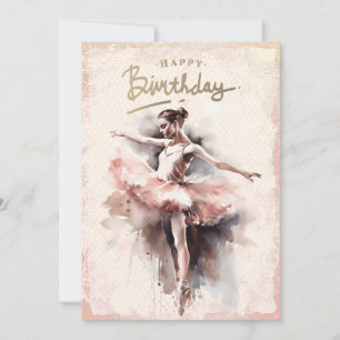 Ballerina Watercolor Happy Birthday Feiertagskarte