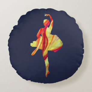 Ballerina Watercolor Rundes Kissen