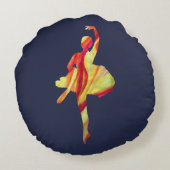 Ballerina Watercolor Rundes Kissen (Rückseite)