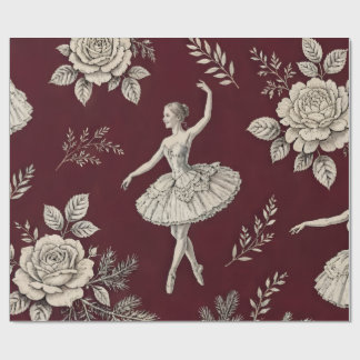 Ballerina-Weihnachts-Toile-Verpackung - Burgund Geschenkpapier