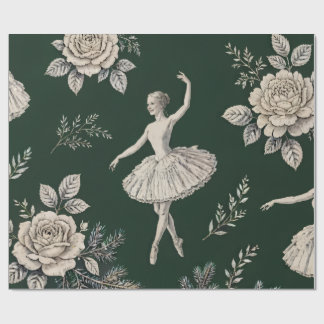 Ballerina-Weihnachts-Toile-Wrap - Jägergrün Geschenkpapier