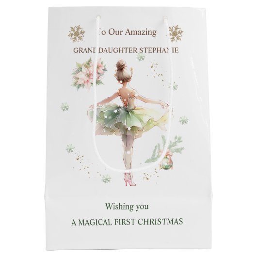 Ballerina Weihnachtsgeschenktasche Mittlere Geschenktüte (Rückseite)