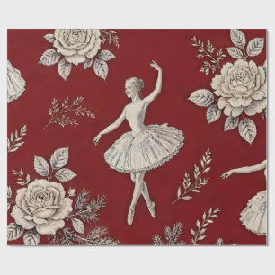 Ballerina-Weihnachtstoile-Wrap, Klassisches Rot Geschenkpapier