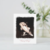 Ballerina weiße Postkarte am Ende des Tages (Stehend Vorderseite)