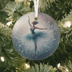 Ballerina Winterblau schimmerndes Glas Ornament Aus Glas