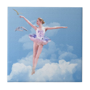 Ballerina, Wolken, Vogel-Fliese Fliese