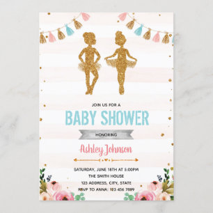 Ballerina-Zwillinge-Baby-Shower-Einladung Einladung