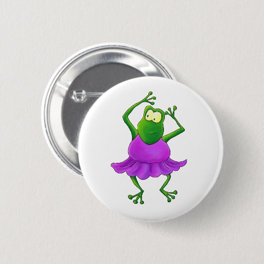 Ballerinalila Tutu-Tanzen-Frosch Button (Vorne & Hinten)
