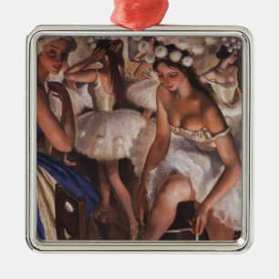 Ballerinas im Dressing Room (von Serebriakova) Ornament Aus Metall