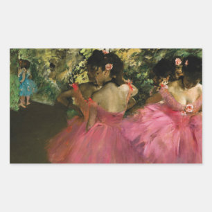 Ballerinas in Rosa von Edgar Degas Rechteckiger Aufkleber