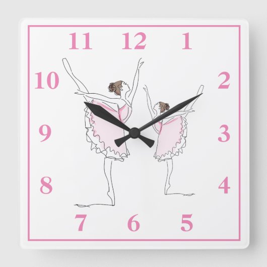 Ballerinas Quadratische Wanduhr (Vorderseite)