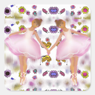 Ballerinas Quadratischer Aufkleber