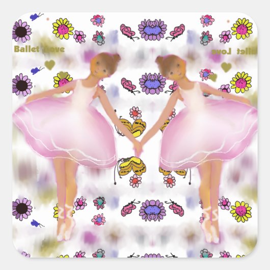 Ballerinas Quadratischer Aufkleber (Vorderseite)