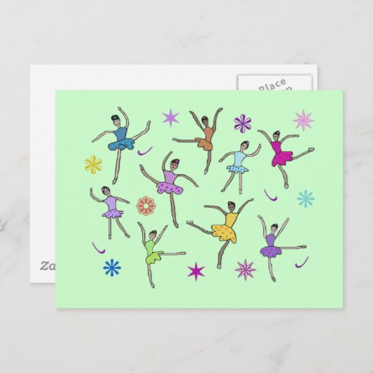 Ballerinas tanzende Postkarten (Vorne/Hinten)