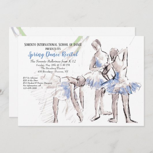 Ballerinas Tanzschule Einladung (Vorne/Hinten)