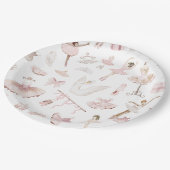 Ballerinas Wasserfarbe Rosa Geburtstagsparty Pappteller (Schrägansicht)