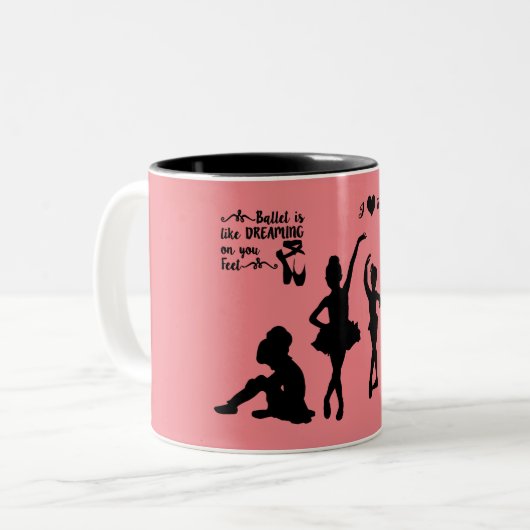 Ballerinas zwei tönige Tasse. Zweifarbige Tasse (Vorderseite Links)