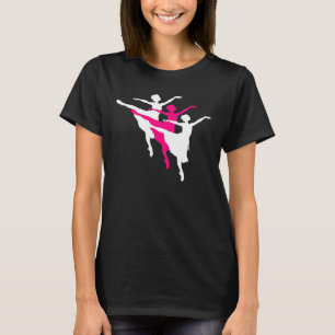 Ballerinatrio-Silhouette-T - Shirt-Rosaweiß T-Shirt